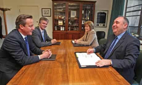 Prime Minister David Cameron And Scottish First Minister Alex Salmond  Independence Referendum Deal