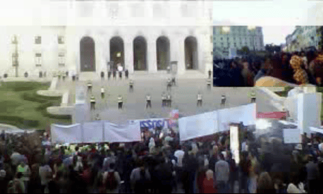 Protests outside Portugal's parliament, October 15 2012