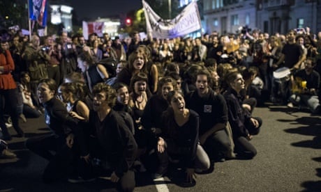 University and high school students attend a demonstration against deep government cuts to education spending in Madrid. Unions are angered over government cuts worth three billion euros ($3.8 billion) to education spending this year, which will lead to larger class sizes and increase average university tuition fees to 1,500 euros from 1,000 euros.