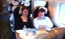 George Osborne and his aide on the train