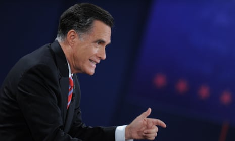 Republican presidential candidate Mitt Romney debates at the start of the third presidential debate at Lynn University in Boca Raton, Florida.