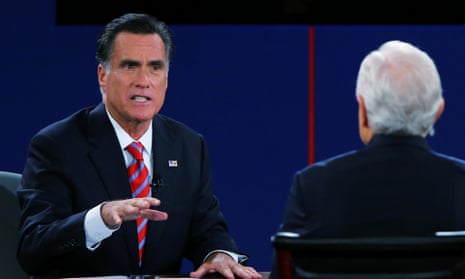 Mitt Romney makes a forceful point at the final presidential debate.