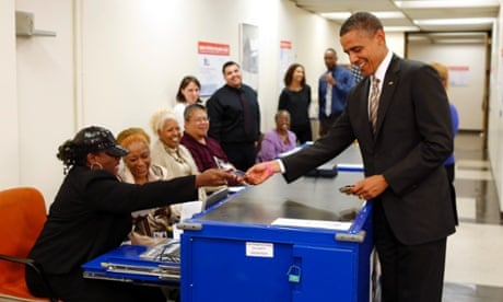 Barack Obama shows his drivers license