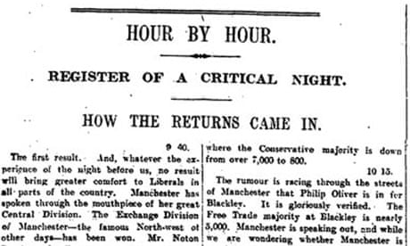 The Guardian's 'hour by hour' coverage of the 1923 election