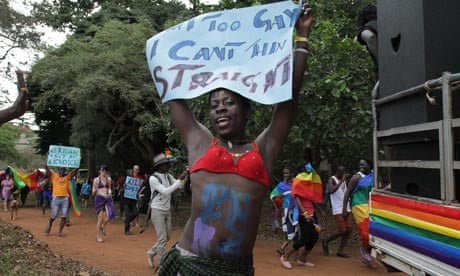 An activist at Uganda's first gay pride parade in Kampala this August