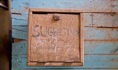 Suggestion box in high school Uganda. Image shot 2008. Exact date unknown.