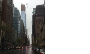 A crane is partially collapsed in New York in high winds before Hurricane Sandy