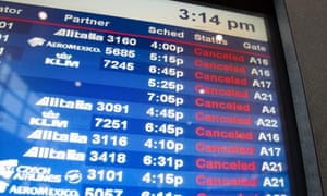 Flight cancellations due to Sandy at Boston Logan international airport.