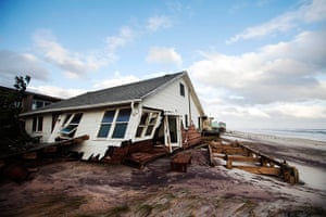 Coastal aftermath: A damaged house in Atlantique on Fire Island
