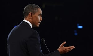 Barack Obama speaking in the first presidential debate.