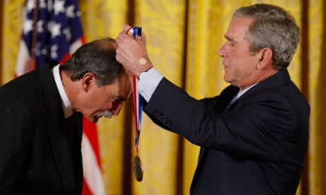 George W Bush presents David Wineland with National Medal of Science award