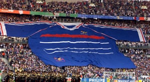 Tifo: French fans hold a giant shirt