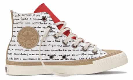 Oscar Niemeyer's Converse trainers are decorated with a handwritten poem about curves