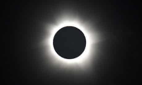 Totality is shown during the solar eclipse