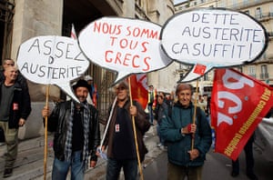 Euro protests: Marseille, France: People take part in a demonstration