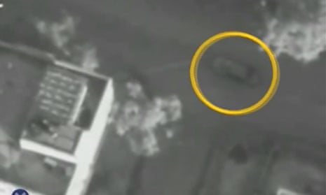 Image from aerial footage made available by the Israeli Defence Force shows the car of Hamas military chief, Ahmed al-Jaabari, moments before it was hit by an air strike.