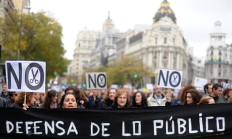 Government employees and civil servants take part in a demonstration against the Spanish government's latest austerity measures, in the center of Madrid, on November 16, 2012. 