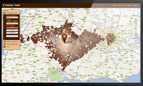 Igeolise Lets You Measure Distance By Time Rather Than As The Crow Flies Mapping Technologies The Guardian As The Crow Flies Map