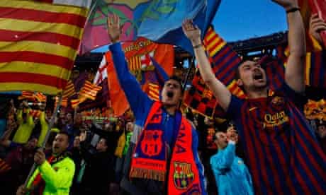 Barcelona's fans sing during a Champions League second leg semifinal