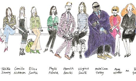 Detail from a sketch by Grace Coddington of fashion's front row.