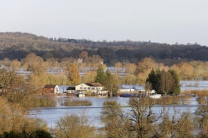 UK flooding: Floodwaters in Tewkesbury, Gloucestershire