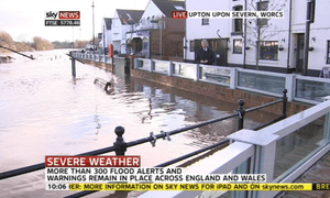 Sky News shows pictures of successful flood defences in Upton-upon-Severn, Worcestershire