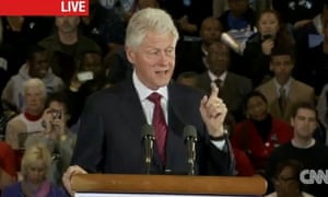 Former President Bill Clinton stumps for President Obama in Chesapeake, Virginia, Saturday, Nov. 3, 2012, in a screen grab from CNN.