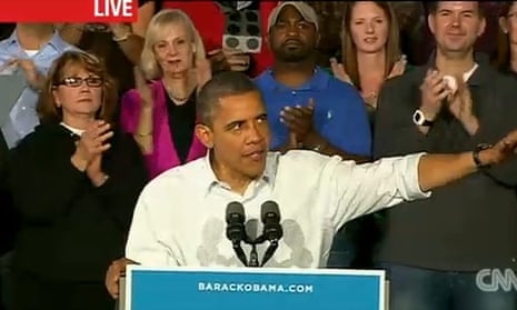 President Obama campaigns in Mentor, Ohio, Saturday, Nov. 3, 2012, in a screen grab from CNN.