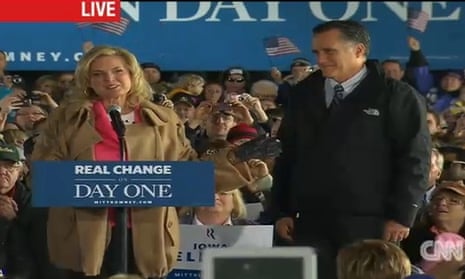 Ann and Mitt Romney in Dubuque, Iowa, Nov. 3, 2012, in a screen grab from 2012.