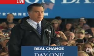 Mitt Romney campaigning in Dubuque, Iowa, Nov. 3, 2012, in a screen grab from CNN.