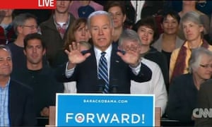 Vice President Joe Biden at Arvada West High School in Arvada, Colorado, in a screen grab from CNN.