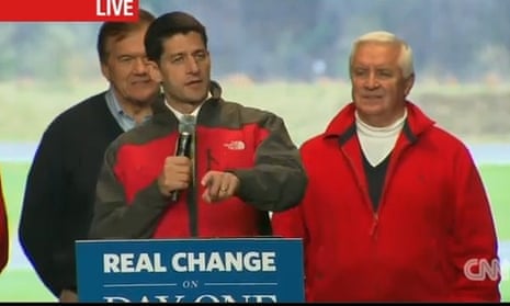 Rep. Paul Ryan campaigning in Middletown, Pennsylvania, in a screen grab from CNN.