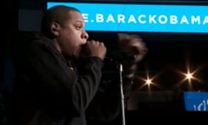 Jay-Z campaigns for Barack Obama in Columbus, Ohio.