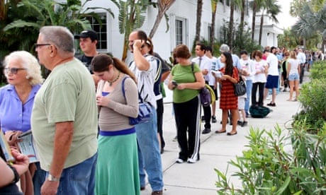 Voters wait in line in Florida.