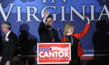 Rep Eric Cantor and his wife Diana wave to the crowd at the Republican Party of Virginia post election event at the Omni Hotel in Richmond, Virginia.