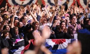 Supporters of US president Barack Obama celebrate victory in Chicago, Illinois.