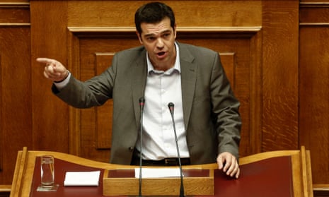 Leader of the anti-bailout SYRIZA party Alexis Tsipras addresses parliamentarians in Athens November 7, 2012.