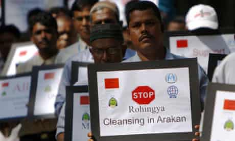 Rohingya people, living in Malaysia, protest at violence in Burma