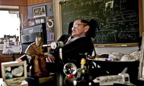 Stephen Hawking works in his office at the University of Cambridge