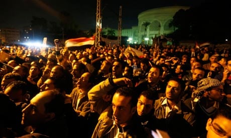 Protesters gather in front of the presidential palace in Cairo