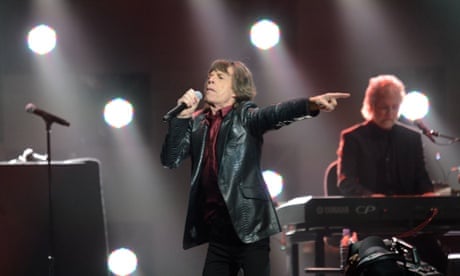 Mick Jagger of the Rolling Stones performs during the 12.12.12 Sandy relief concert in New York.