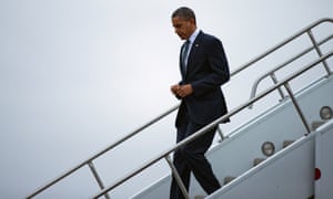 President Obama arrives at Bradley Air National Guard Base
