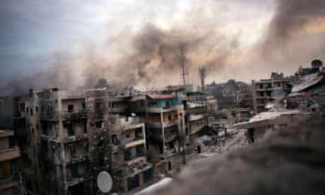 Shelled buildings in Aleppo 