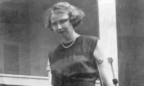 Flannery O'Connor pictured in the 1950s when she was disabled by lupus