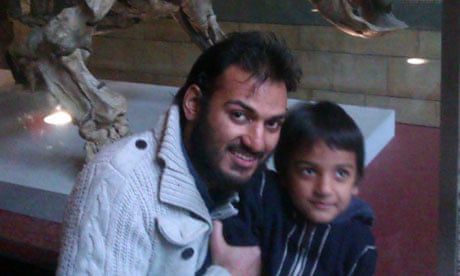 Dr Abbas Khan, pictured with his son, went missing in Syria after travelling to Aleppo.