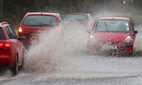 Flooded road in Tewkesbury