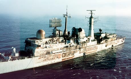 HMS Sheffield was hit by an Exocet missile fired by Argentinian air force