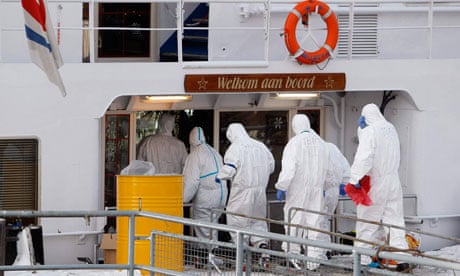 Paramedics enter the Bellriva, in Wiesbaden, amid Norovirus outbreak