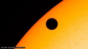 Venus at the start of its transit of the Sun