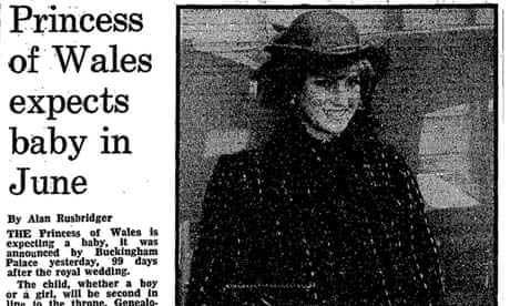 The Guardian's front page story on Diana's pregnancy announcement in 1981.
